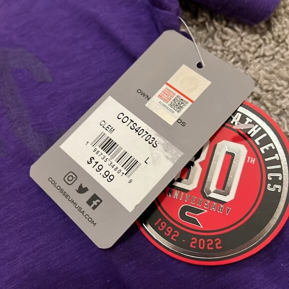 NWT Colosseum Youth CLEMSON YOUTH Large (16-18) Purple T-Shirt Emblem unisex - Picture 5 of 16